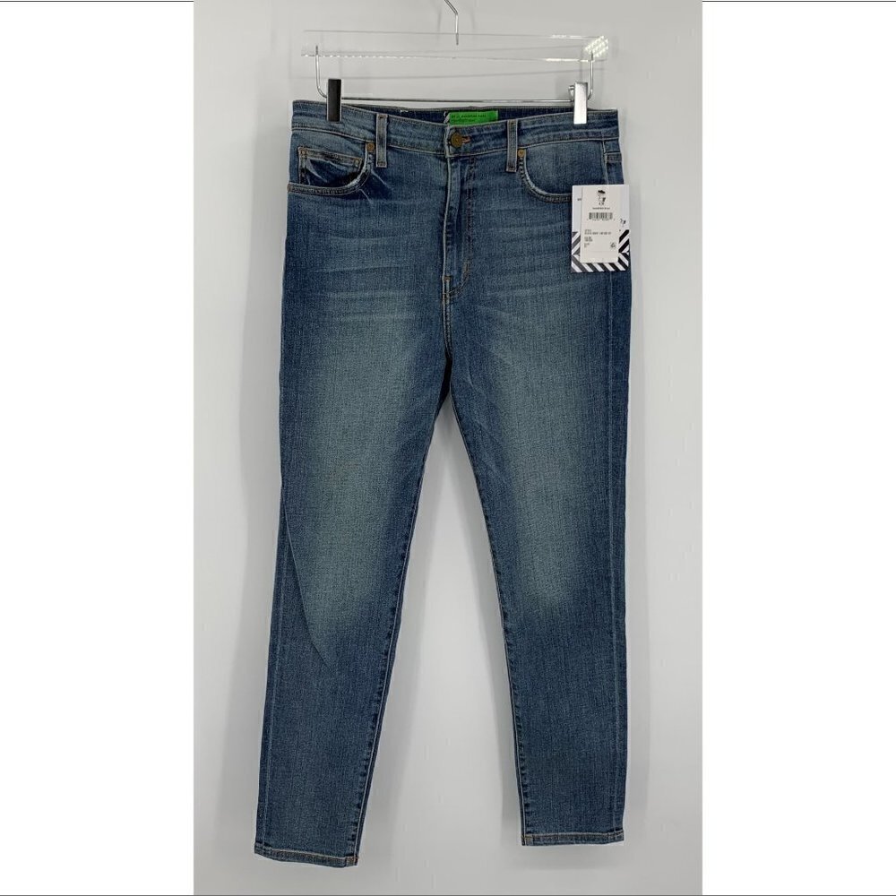 Sandrine Rose distressed faded skinny jeans ankle blue higher rise denim new 31